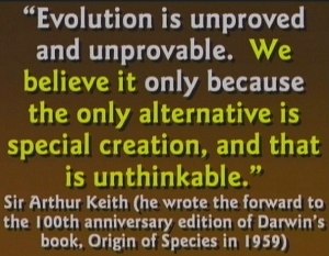 De evolutie is onbewezen en niet te bewijzen.