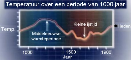 Temperatuurverloop over 1000 jaar.