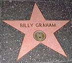 Billy Graham's naam op de 'walk of fame' in Hollywood.